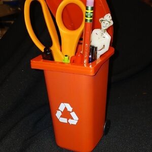 Mini Red Recycling Bin Desk Organizer